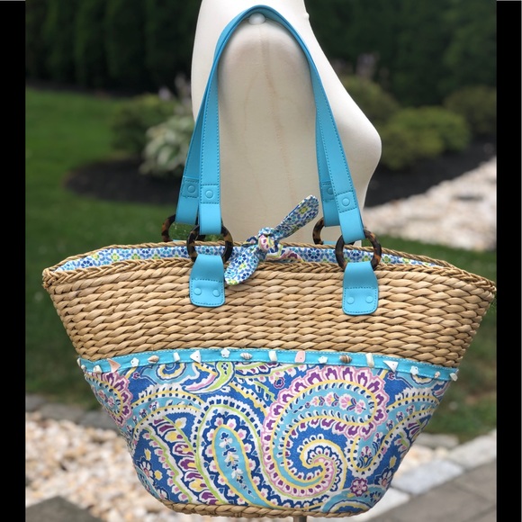 Vera Bradley Handbags - NEW! Vera Bradley straw beach bag Capri Blue